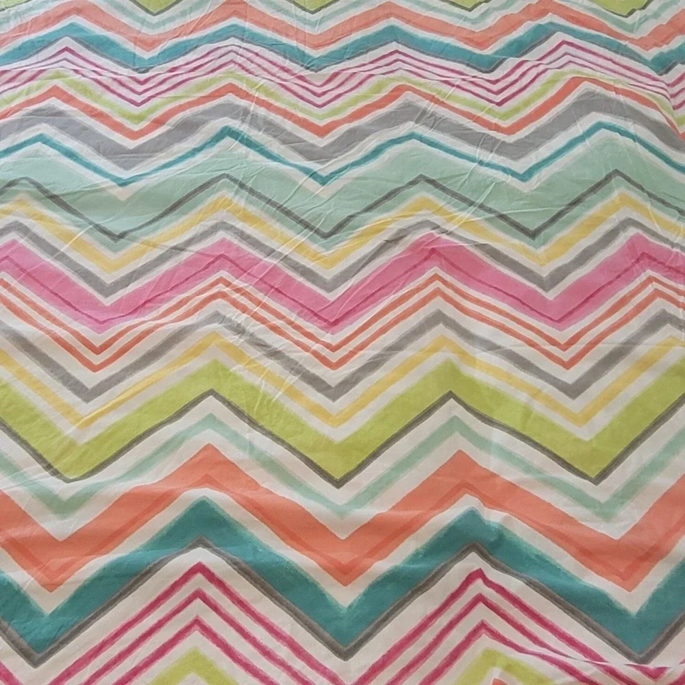 PBteen Pottery Barn Twin Duvet Set Cover Sham Multicolor Rainbow Chevron Cotton